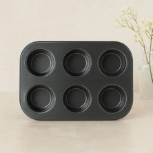 Uravas Store Uraselect 6 Gözlü Siyah Metal Muffin Kalıbı