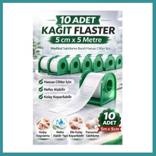 Bt Teknik Kağıt Flaster 5 cm x 5 M 10 Adet Medikal Sabitleme Bandı Hassas Ciltler Için Bez