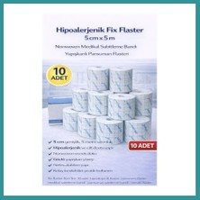 Bt Teknik Hipoalerjenik Fix Flaster 5 cm x 5 M 10 Adet Nonwoven Medikal Sabitleme Bandı Yapışkanlı Pansuman Flasteri Bez