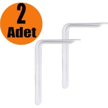 (2 Adet) Raf Altı Ayak Raf Tutucu L Demir 23 x 29 cm Beyaz Aparat