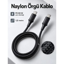 Uravas Store Uraselect Telefon ve Tablet Için Type C To Type C Örgülü Şarj Kablosu