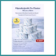 Bt Teknik Hipoalerjenik Fix Flaster 10 cm x 10 M 5 Adet Nonwoven Medikal Sabitleme Bandı Yapışkanlı Pansuman Flasteri Bez