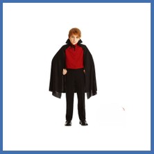 Evçem Siyah Yakalı Pelerin - Vampir Pelerin - Dracula Pelerin 90 cm Evcem