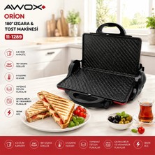 Uravas Store Uraselect Awox Orion Kırmızı 8 Dilim Elektrikli Teflon Tost Makinesi - 180° Izgara 6 Kademe Isı Ayarı 1800W