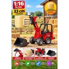 Toyfest Bruder Oyuncak Çiftlik Yükleyici Kepçeli Balya Kıskaçlı 1:16 Mafsallı Iş Makinesi 33 cm