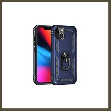 Northcity iPhone 14 Plus Uyumlu Kılıf Sofya Yüzüklü Silikon Kapak - Lacivert Bx