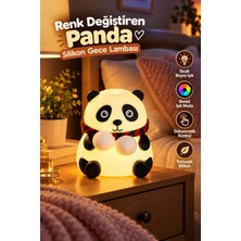 Uravas Store Uraselect Sevimli Panda Silikon Gece Lambası Renkli Işık Modu Dokunmatik Kontrollü Aydınlatma