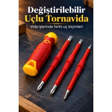 Mucit Home 4 Parça Izoleli Elektrikçi Tornavida Seti Mıknatıslı Yıldız Düz Tornavida Set Tak Çıkar