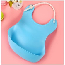 Uravas Store Ergonomik Dökülme Önleyici Silikon Bebek Mama Önlüğü Mavi