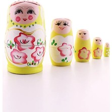 Uravas Store Uraselect Ahşap Tombul Iç Içe Matruşka Bebek Sarı Set 5li Büyük Boy