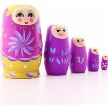 Uravas Store Uraselect Ahşap Tombul Iç Içe Matruşka Bebek Pembe Set 5li Büyük Boy
