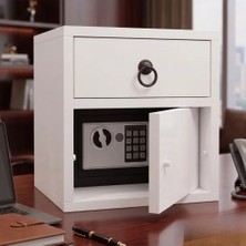 Mini Gizli Şifreli Para Kasası - Gizli Bölmeli Mobilya- Ev Ofis Dolap - Parlak Beyaz