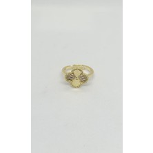 Nd Jewelry Clover İşlemeli Dört Yapraklı Yonca Gold Yüzük