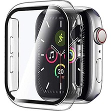 Apple Watch Series 9 45 mm Uyumlu Şeffaf Clear Slim Kılıf ve Watchband Kordon