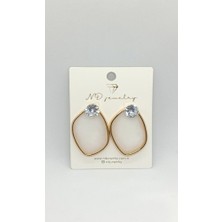 Nd Jewelry Serena Damla Formlu Taşlı Küpe (Sedef Beyaz)