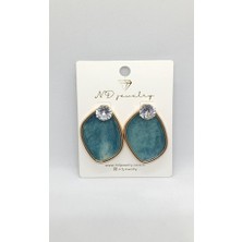 Nd Jewelry Serena Damla Formlu Taşlı Küpe (Turkuaz Mavi)