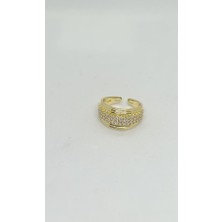Nd Jewelry Livia Çok Sıralı Taşlı Gold Yüzük