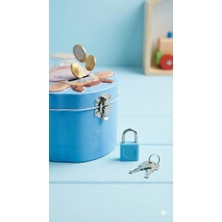 Uravas Store Uraselect Sevimli Figürlü Kilitli Metal Kumbara - Çocuklar Için Metal Para Biriktirme Kutusu Mavi