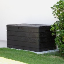 Enlis 500 Lt Bahçe Teras Depolama Sandığı Ahşap Görünümlü 130CM Dış Mekan Balkon Minder Saklama Kutusu