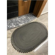 Dublin Serisi Jüt, Desenli Kapı Önü, Paspas, Banyo Paspası, Balkon Paspası/hediyelik, Ev Eşyası Antrasit 50 x 80