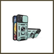 Northcity iPhone 16 Pro Max Uyumlu Kılıf Pars Lens Yüzüklü Silikon - Yeşil Bx