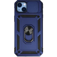 Marsilyan™- Apple Iphone 14 Plus Kılıf Pars Lens Yüzüklü Silikon - Lacivert