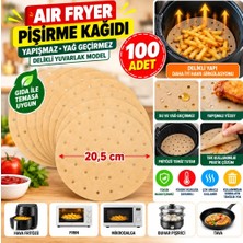 Uravas Store Uraselect 100 Adet Air Fryer Pişirme Kağıdı Tek Kullanımlık Hava Fritözü Yuvarlak Delikli Model