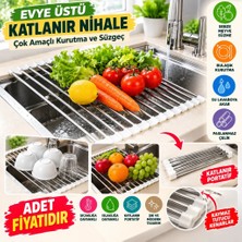 Uravas Store Uraselect Evye Üstü Katlanır Nihale Paslanmaz Çelik Pratik Sebze Meyve Bulaşık Kurutma Süzgeci (Adet Fiyatıdır)