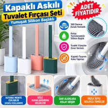 Uravas Store Uraselect Duvara Monte Edilebilir Kapaklı Askılı Klozet Yumuşak Silikon Başlıklı Tuvalet Fırçası Seti(Adet Fiyatıdır)