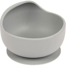 Vakum Tabanlı Bebek Mama Kasesi, Oval Silikon Kase, Gri