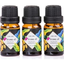 3'lü Esansiyel Uçucu Yağ 3X10 ml Gardenia Kokulu Buhurdanlık Yağı Seti, Difüzör, Banyo ve Oda Kokusu