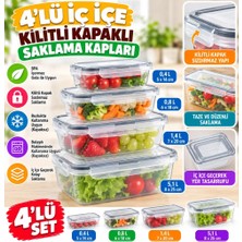 Uravas Store Uraselect 4lü Iç Içe Sızdırmaz Contalı Kilitli Kapaklı Plastik Erzak Saklama Kapları LC315