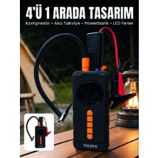 Uravas Store Uraselect 4'ü 1 Arada Akü Takviye Cihazı Dijital Lastik Şişirme Kompresörü 10000MAH Powerbank ve LED Fener