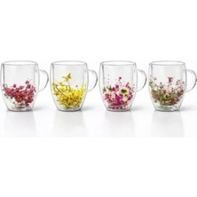 Uravas Store Uraselect Çift Camlı Çiçekli Kupa Bardak