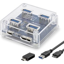 Uravas Store Uraselect USB Type-C 3.1 Hub 4 Port Şeffaf U331