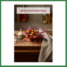 Bezos 23,5 x 30 cm Mürdüm Akrilik Kulplu Süzgeç ? Salata ve Makarna Süzme Kabı BEZOS16