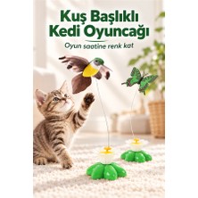 Mucit Home Kuş Başlıklı Dikkat Çekici Hareketli Dönen Pilli Kedi Oyuncağı