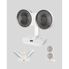 Uravas Store Uraselect 720° Döner Çift Taraflı Masaüstü Vantilatör – USB Şarjlı Sessiz Fan