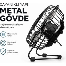 Uravas Store Uraselect USB Şarjlı - Metal Gövde 14.5X7.5X15CM Mini Masaüstü Fan - Vantilatör EFN-482