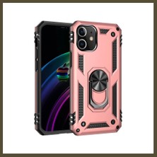 Northcity iPhone 12 Uyumlu Kılıf Sofya Yüzüklü Silikon Kapak - Rose Bx