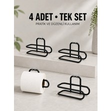 Uravas Store Urprime Duvara Yapışkanlı Wc Kağıtlık Siyah Metal 4 Adet Tuvalet Kağıdı Rulo Askısı