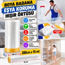 Uravas Store Urprime Boya Badana Eşya Koruma Hışır Örtüsü 280CM x 15 mt Yapışkanlı Hışır Örtü (Adet Fiyatıdır)