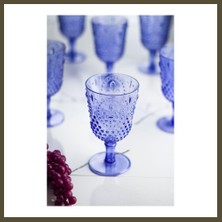 Northcity Akrilik Mavi Tekli Kadeh & Su Meşrubat Kahve Yanı Bardağı 450 ml ( Cam Değildir ) Bx