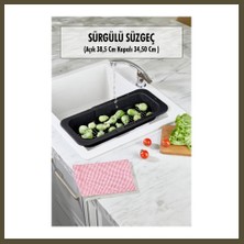 Northcity Lavoba Içi Sürgülü Açılır Kapanır Sebze Meyve Süzgeci Siyah (Açık 38,5 cm Kapalı 34,50 cm ) Bx
