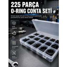 Uravas Store Urprime Urprime® 225 Parça O-Ring Conta Seti 18 Farklı Ölçü Kauçuk Sızdırmazlık Conta Organizer Kutulu