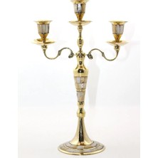 Uravas Store Urprime Pirinç Sedefli 3'lü Şamdan 26096