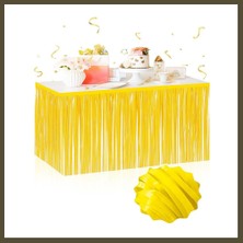 Northcity Kendinden Yapışkanlı Makaron Sarı Püsküllü Masa Eteği ? 75 x 275 cm Parti Süslemesi Bx
