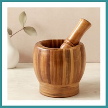 Bt Teknik Ahşap Bambu Havan (Sarımsak Dövecek) 8 cm Bez