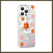 Northcity Joko iPhone 14 Pro Max Uyumlu Floral Magsafe Kapak - Turuncu Bx