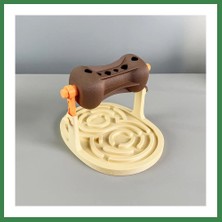 Bezos 3D Baskı Labirentli Köpek ve Kedi Zeka Oyuncağı Dönen Ödül Silindirli Yavaş Yeme Aktivite - Kahverengi Krem BEZOS16